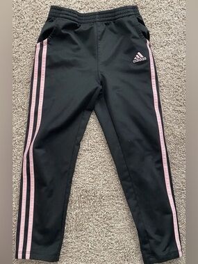 adidas Black Joggers with Pink Side Stripes